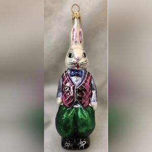 Christopher Radko Billy Bunny Glass EASTER Gem Ornament, Handpainted. Like New